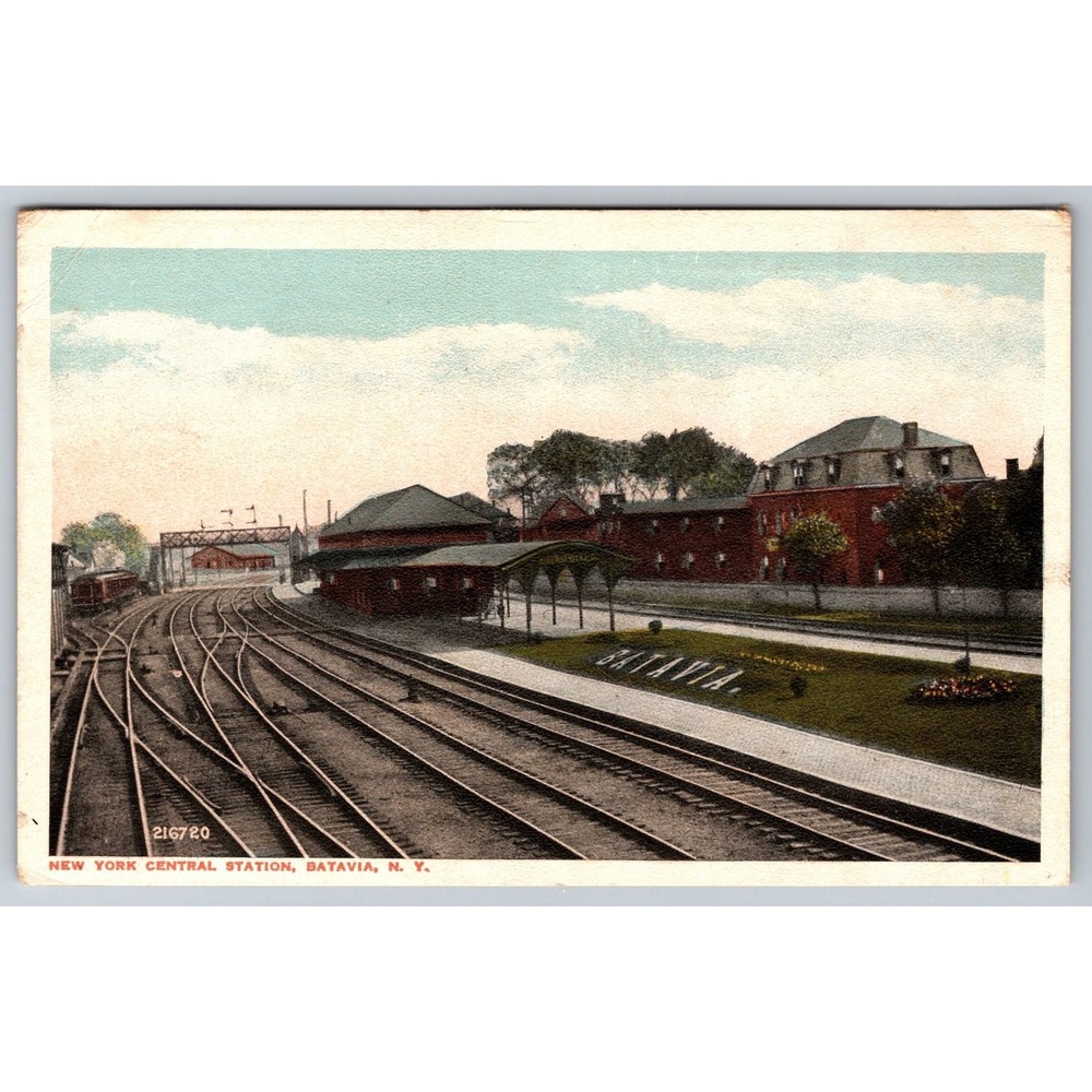 1919 New York Central Station Batavia NY Railroad Postcard Valentine-Souvenir Co